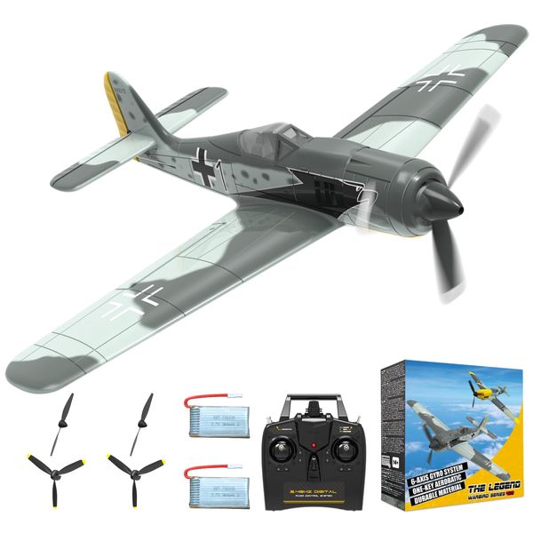 RC Plane 4 Channel RC Airplane FW190 Ready to Fly with Upgraded Xpilot Stabilization System & One Key Aerobatic, Remote Control Airplanes for Beginners Adult