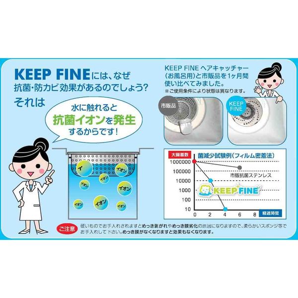 KEEP FINE 14.5 Antibacterial Drain Cover, φ5.6 inches (143 mm), Stainless Steel, Lid