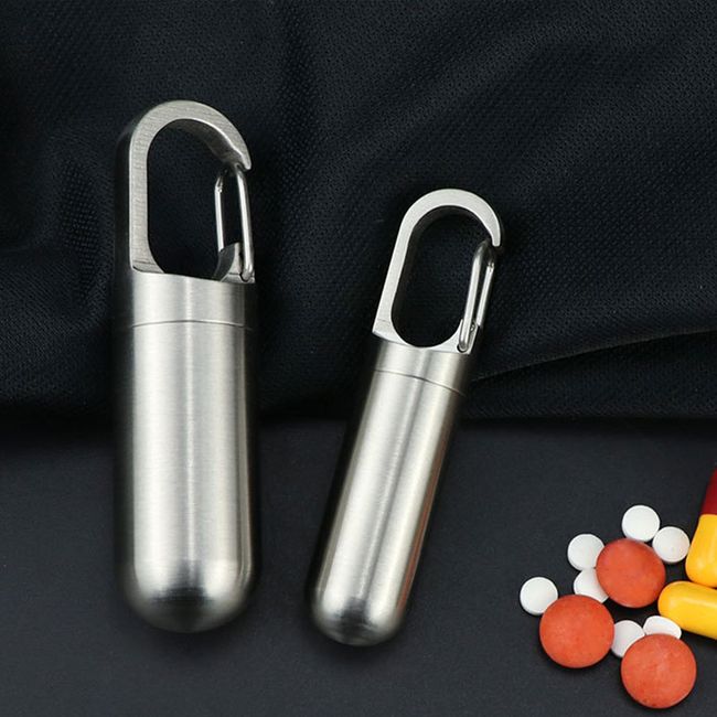 Portable Mini Stainless Steel Sealed Capsule Waterproof Pill Box