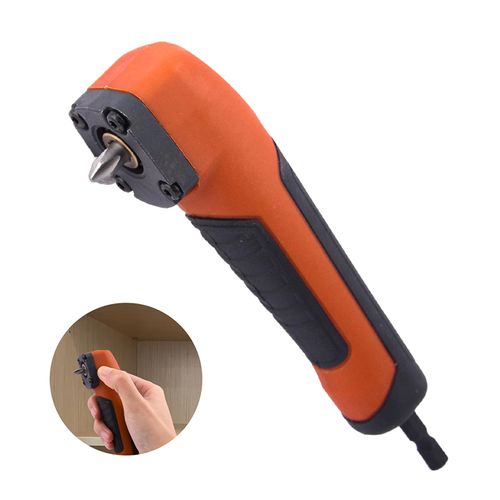 Right Angle Attachment Electric Screwdriver Repair 90 Degree Corner Device Screwdriver Socket Adapter Drill Bit Corner Adapter (Orange)