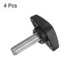 sourcing map 4pcs Tee Wing Knobs Thumb Screws M8 x 25mm Standard Male Thread Plastic T Knobs Handles Hand Clamping Thumbscrew, Black