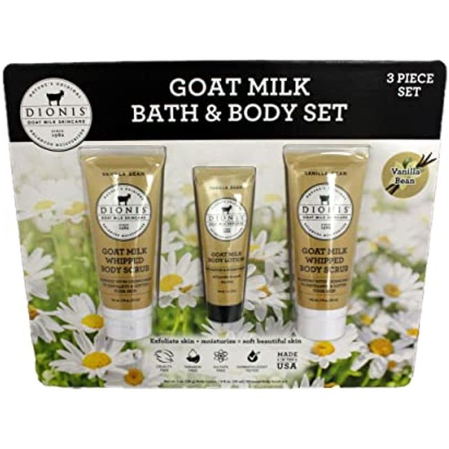 Dionis Goat Milk Bath & Body Set, 3 Piece Set (Vanilla Bean)