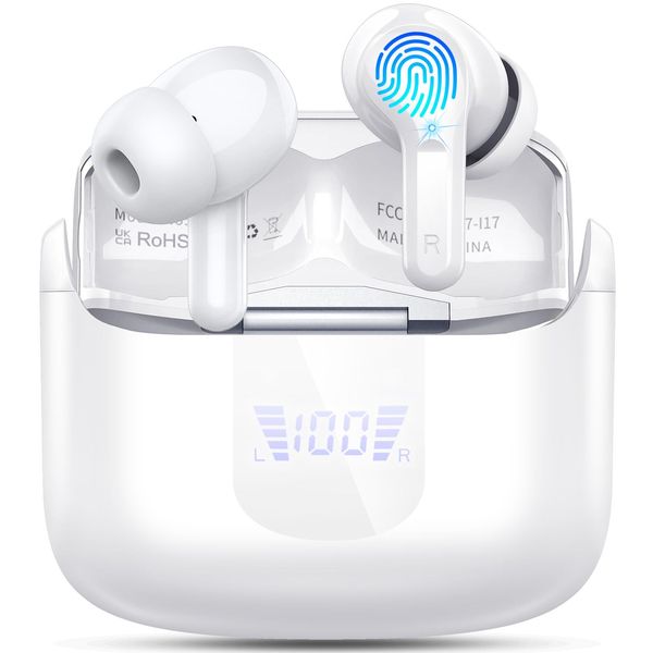 Wireless Earbuds, Bluetooth 5.3 Headphones in Ear 2024 Wireless Headphones with ENC Mic, Wireless Earphones Noise Cancelling Ear buds IP7 Waterproof Bluetooth Earphones 40H Deep Bass/USB-C/LED Display