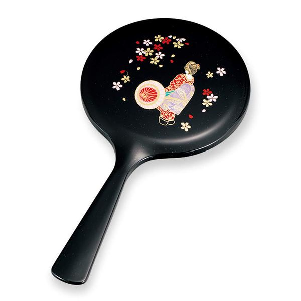 Mitani M17249-2 Yamanaka Lacquerware Mirror, Black, 8.1 inches (20.5 cm), Yamanaka Lacquerware Maiko Maiko-san Miyabi Hand Mirror, Small