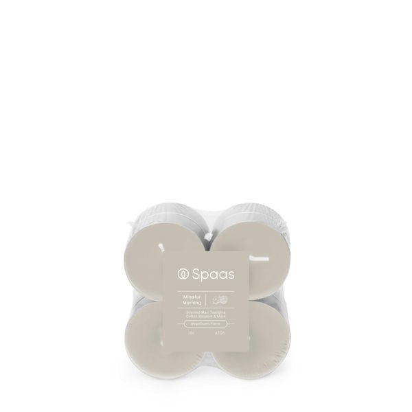 Spaas Maxi Scented Tealights flatpack x8 10h - Mindful Morning