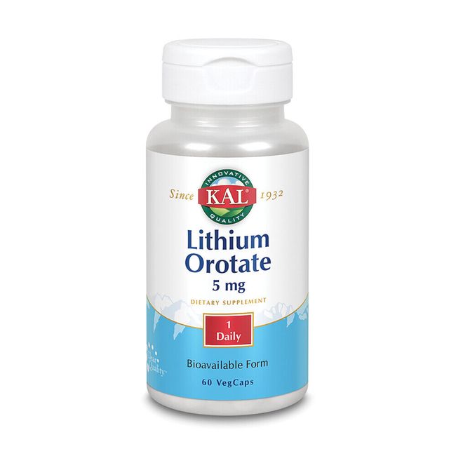 KAL Lithium Orotate 5mg | Low Serving Of Chelated Lithium Orotate For