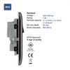 BG Electrical NBN22B-01 Double Switched Power Socket, Black Nickel, 13 Amp