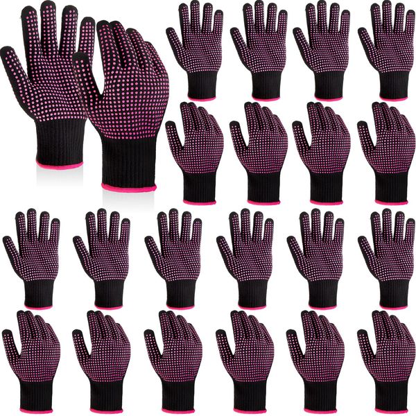 Suhine 20 Pcs Heat Resistant Gloves with Silicone Bumps Professional Heat Resistant Gloves for Hair Styling Curling Heat Resistant Work Gloves for Wand Hot Sublimation Gloves