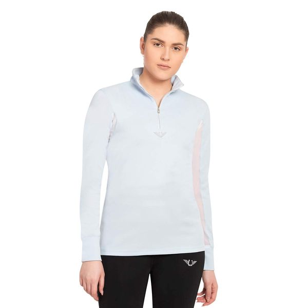 TuffRider Women's Ventilated Technical Long Sleeve Sport Shirt with Mesh, Glacier Blue, Medium