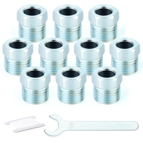 GASHER 10PCS Brass Brake Line Fittings Power steering tube nut 5/16"(1/2-20 Inverted Flare) Union for Fuel/AIR/Lquid/Gas