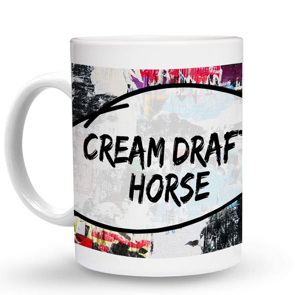Makoroni - Cream Draft Horse 15 oz Ceramic Large Coffee Mug/Cup Design#4