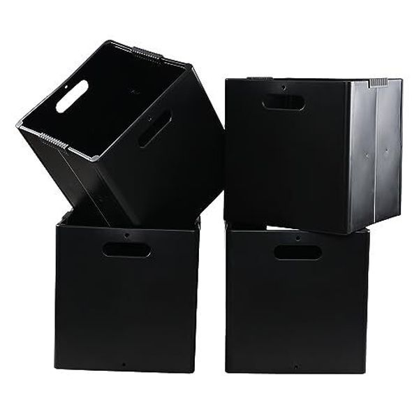 4 Packs Plastic Foldable Cube Storage Bin Collapsible Storage Cubes