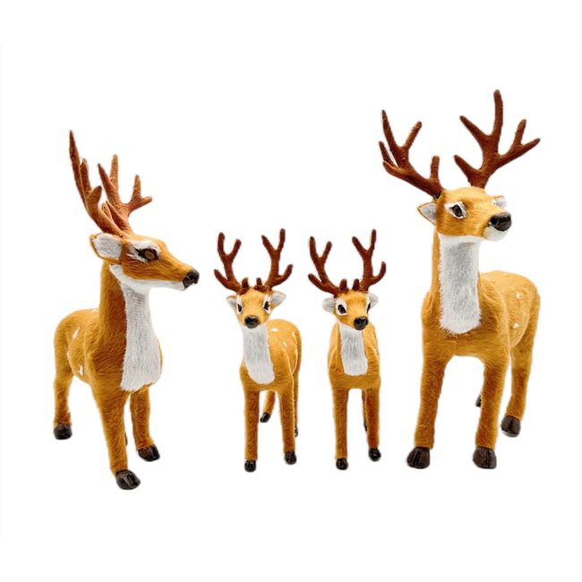 Ansimple Reindeer Figurines Set of 4 Christmas Ornaments Xmas Holiday Indoor Tabletop Decor Ornaments Decoration Fashion Deer Figurine Toy Figurine Object