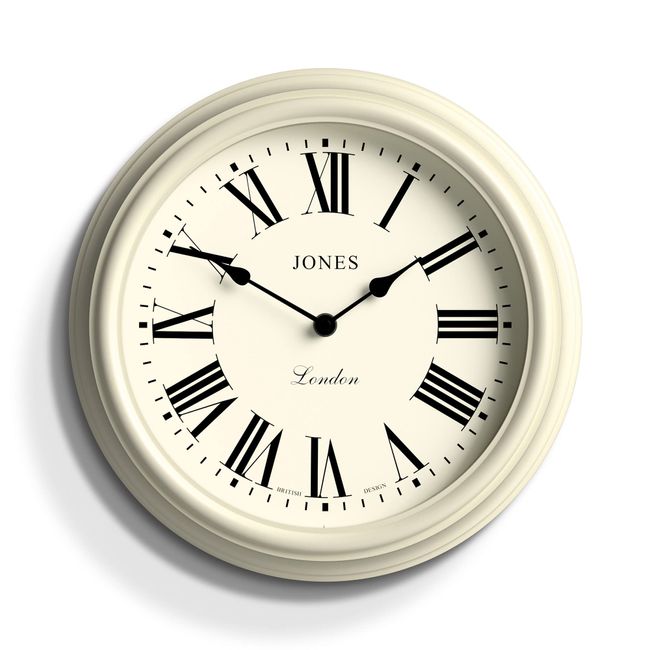 Jones Clocks® Venetian Wall Clock - Round Wall Clock - Classic Traditional Design - Designer Wall Clock - Kitchen Clock - Living Room and Office Clock - Decorative Case (White/Roman Numerals)