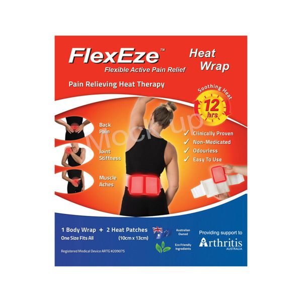 NEW FlexEze Heat Wrap (1 x Body Wrap and 2 x Heat Patches) Flex Eze Set