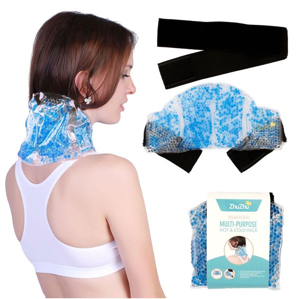 Zhu-Zhu Multi-Purpose Hot & Cold Pack Therapeutic Gel Beads - Neck, Joint, Shoulder & Back Pain Relief Wrap - Sports Injury Heat Therapy Pad