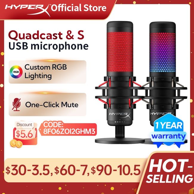 HyperX QuadCast / QuadCast S E-Sports Microphone Computer Gaming Live  Microphone RGB Microphones For Pc Laptop - AliExpress
