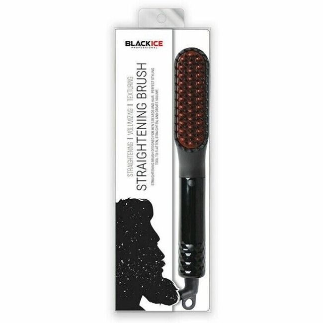 Black Ice Professional Straightening Brush Designed for Men's Hair & Beard NEW