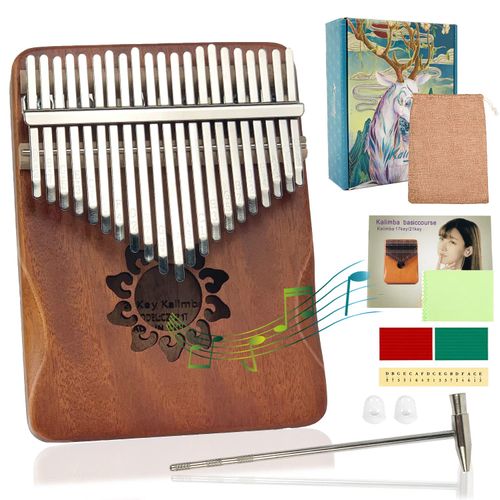 Kalimba 21 Keys Mahogany Marimba Instrument Thumb Piano Portable Mbira Sanza Finger Piano with Learning Instructions Tuning Hammer for Music Lovers Children Adults Beginners