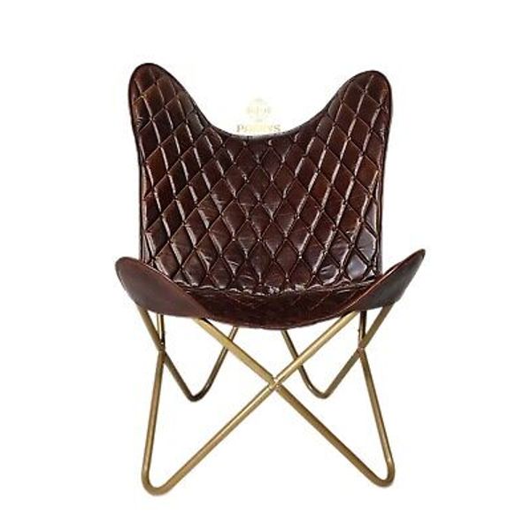 Dark Brown Texture Design Leather Butterfly Chair-Comfortable Arm Chair PL2-359