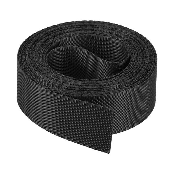 uxcell Flat Nylon Webbing Straps 25mm 4 Yards Black for Backpack, Cargo Strap, Luggage Rack