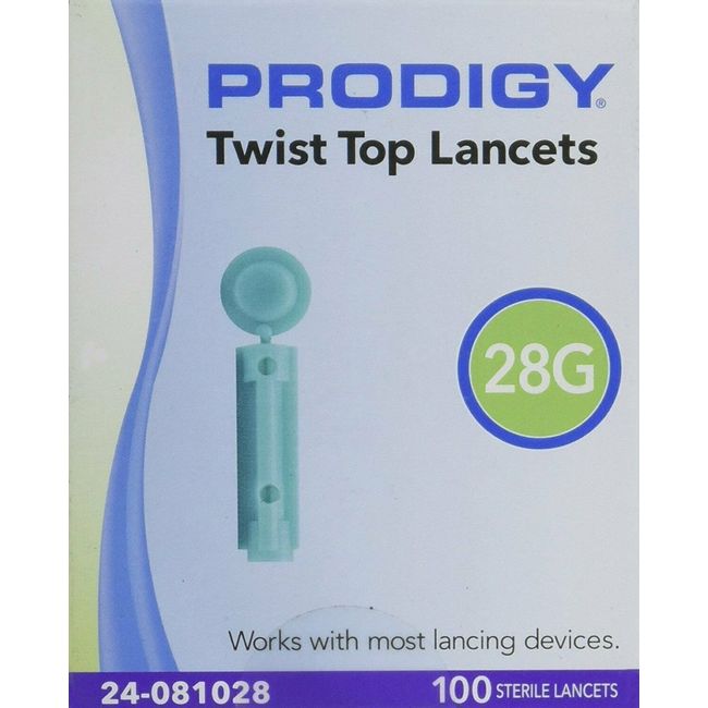 Prodigy Twist Top Lancets Sterile 28G Fine Gauge Tri-Bevel Tip 100ct Pack of 3