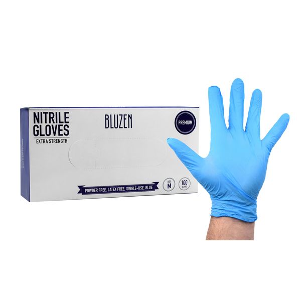 Nitrile Disposable Gloves, 100/Box - Medium - Latex Free, Powder Free - Blue