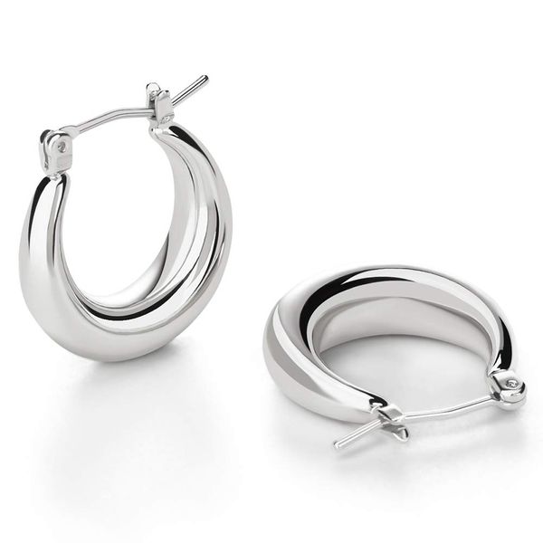 LILIE&WHITE Chunky Silver Hoop Earrings for Women Cute Fashion Hypoallergenic earrings Minimalist Jewelry Gift