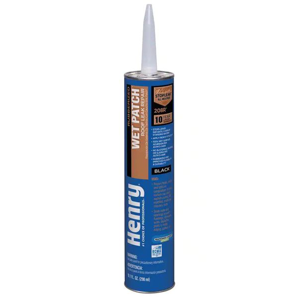 208R Rubberized Wet Patch Black Roof Leak Repair Sealant Caulk 10.1 Oz.