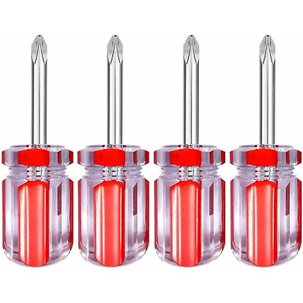 Stubby Phillips Screwdriver,4 Pieces Short Phillips Screwdriver #2 Magnetic,Smal