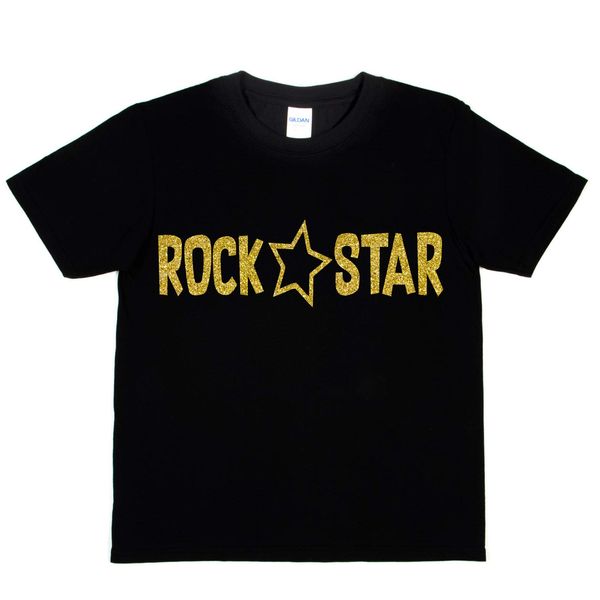 Print4U Girls Kids T-Shirt Rockstar Pop Princess Age 1-2 Black