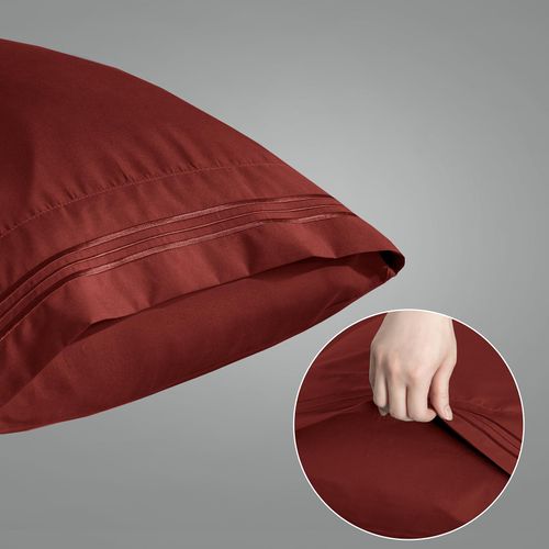 Aormenzy Microfiber Pillow Cases - Queen Size Set of 4-1800 Thread Count Ultra Soft Rust Red Pillowcases - Wrinkle Resistant Pillow Covers with Envelope Closure - 20" x 30"