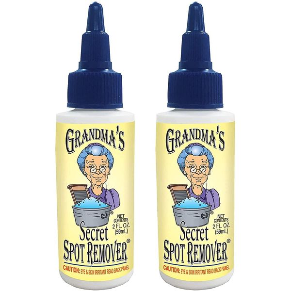 Grandma's Secret Spot Remover for Clothes - Chlorine, Bleach and Toxin-Free - Fabric Stain Remover Removes Oil, Paint, Blood and Pet Stains – 2 Ounce, Pack of 2