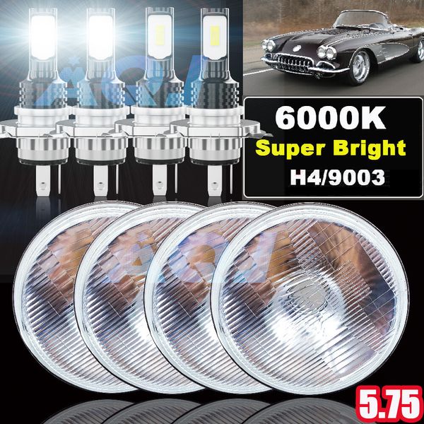 4Pcs 5-3/4" 5.75" LED Headlights Hi/Lo Beam For  Corvette Chevelle  US*