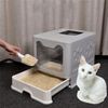 Top Exit Cat Litter Box with Tray Foldable Large Kitty Litter Boxes Toilet Clean