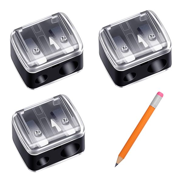 3 Stück Anspitzer für Kajalstifte,Spitzer mit Dose,Universal für Dicke,Dünne Stifte,Präziser Kosmetikspitzer für Kajal,Lipliner & Augenbrauenstift,Makeup Sharpener,Kunststoffspitzer,Robust,Handlich
