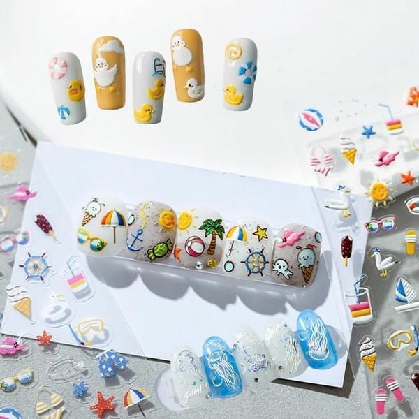 Nail Art Cool Sea Jellyfish Duck 5D Emboss Sticker 3 Types (WC92EB5)