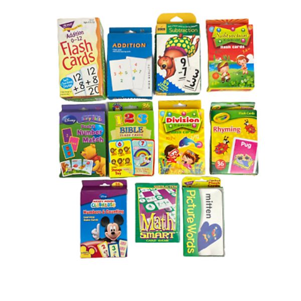 Lot of 11 Educational Flash Cards for Math Numbers and Rhyming Teaching