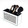 DEENZ Sparkly Diamond Crush Crystal Effect Silver-Black Mirror Makeup Brush Holder Dressing