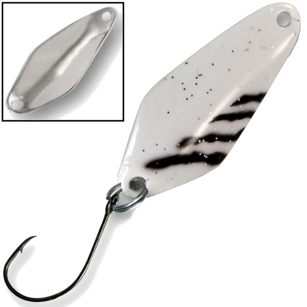 Paladin Profi Spoon Ares 2,8g - Forellenblinker, Farbe:weiß-schwarz/Chrom