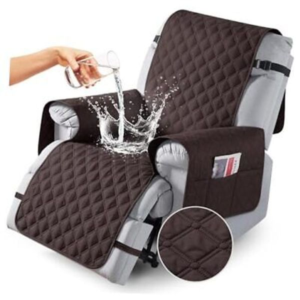 100% Waterproof Recliner Chair Covers with Leg Straps, Recliner 22'' Chocolate