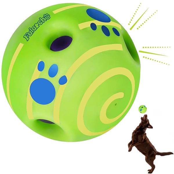 PAEYOOR Dog Interactive Toy Ball,5.51-Ball Funny Ball Chewing Playing Touch Training Supplies Safe Green Giggle Ball for Large Puppy Medium Small Dogs