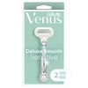 Gillette Venus Deluxe Smooth Sensitive Women's Razor Handle + 2 Blade Refills, 0.075Count