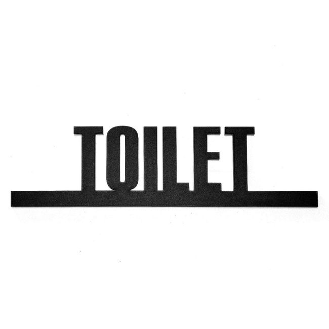 Two-face Toilet Sign with Door Letter Sign Plate TOILET Room Plate (Matte Black)