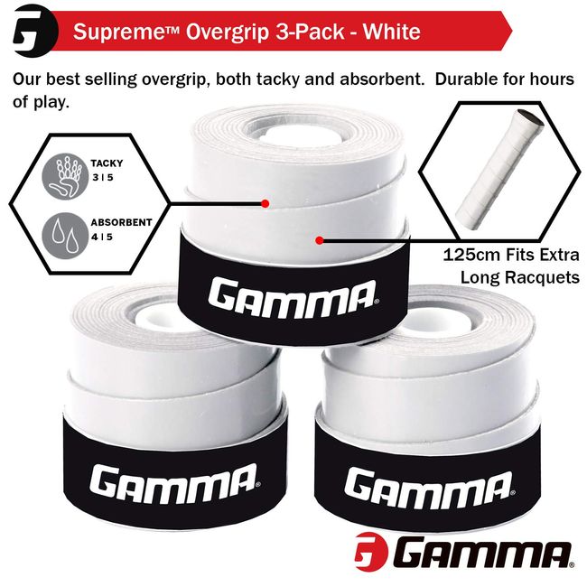 Gamma Supreme Overgrip 3 Pack (White)