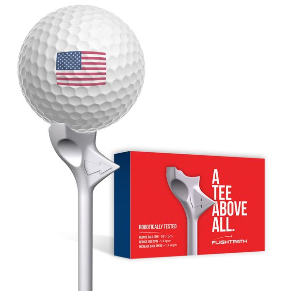 FLIGHTPATH Premium Golf Tees - Durable Plastic Golf Tees Designed to Enhance Golf Shot Distance & Precision - Robotically Tested to Reduce Ball Spin - USGA Approved Golf Equipment - (Pack of 8, 3.25“)