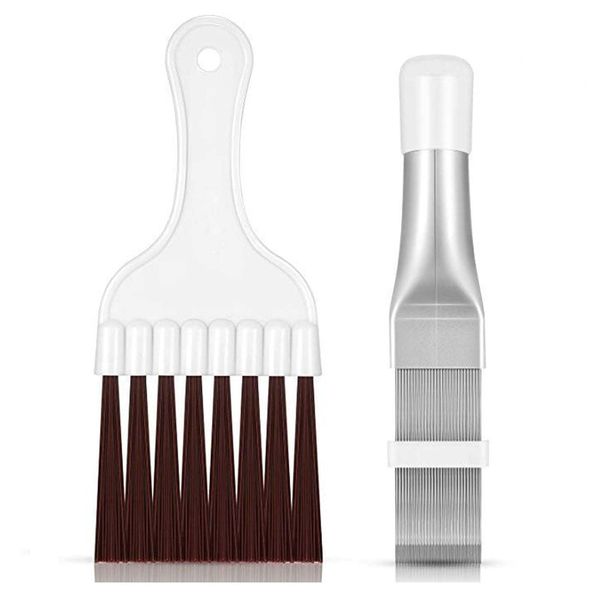 Air Conditioner Cleaning Kit of 2 Cleaning Brushes Fin Comb Condenser Fin Cleaner Stainless Steel Air Conditioner Fin Comb Cleaner Dust Removal for Air Conditioner Cleaning Refrigeration Repair Tool