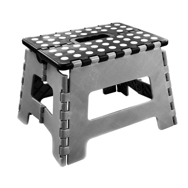 New Plastic Multi Purpose Folding Step Stool Home Kitchen Foldable Easy Storage Shopmonk (Grey)