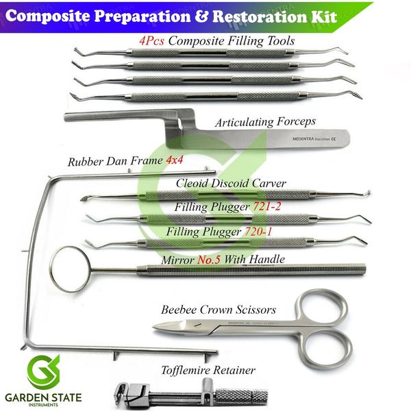 Dental Composite Preparation & Restoration Instruments Operative Dentistry Kit