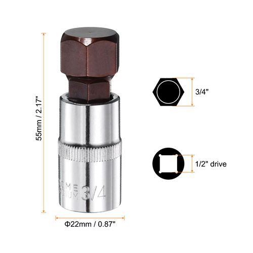 HARFINGTON 2pcs 3/4" Hex Bit Socket 1/2" Square Drive SAE Extension Impact Bit Power Nut Driver Set S2 & CR-V Steel Socket Ratchet Wrench Bits